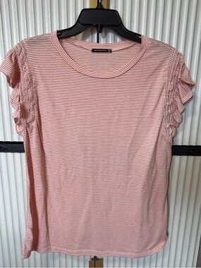 Staccato Blush Pink Striped Ruffle Sleeve Tee